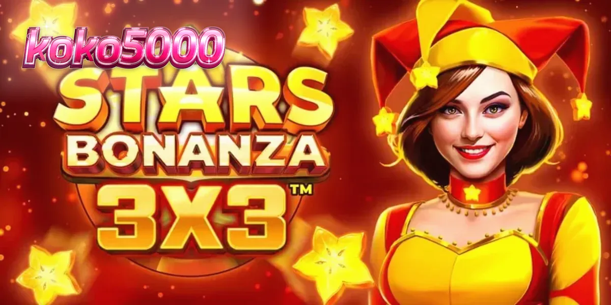 Tampilan visual slot Stars Bonanza 3x3 dengan tema buah dan jester